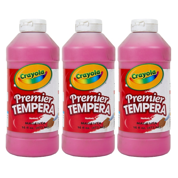 Premier Tempera Paint, 16 oz, Magenta, 3PK